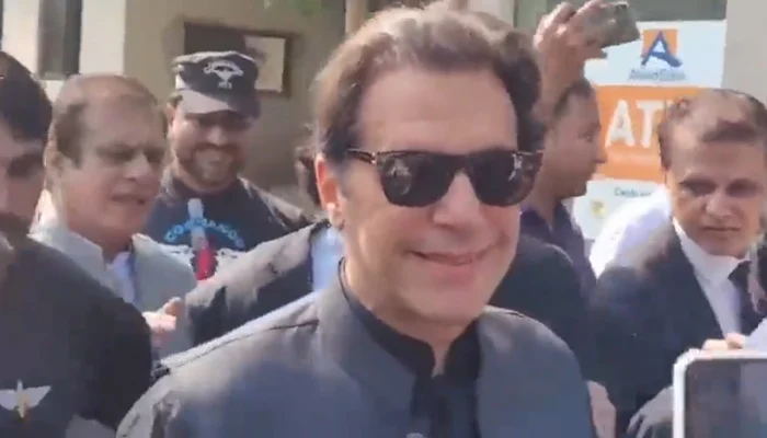 Former prime minister and leader of the Pakistan Tehreek-e-Insaf party (PTI) Imran Khan appears before the Islamabad High Court (IHC) in Islamabad on August 20, 2022. — Twitter/PT